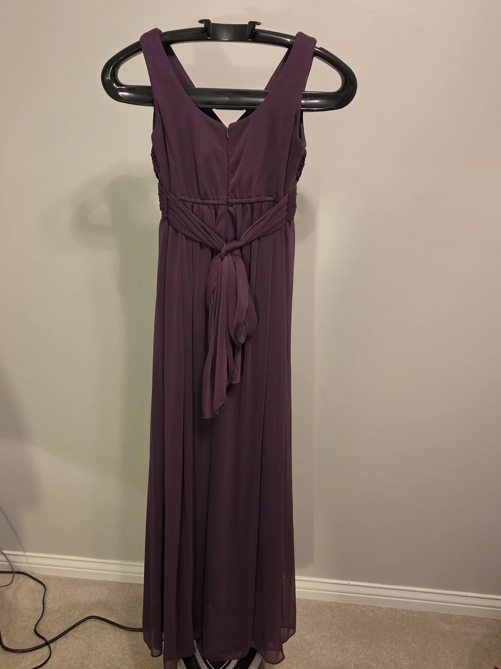 David's Bridal Plum V-Neck Sleeveless Maxi Dress - Picture 2 of 3